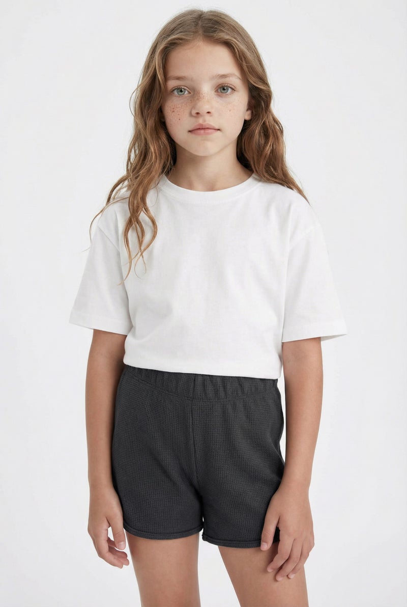 DeFacto Grey Girl Girl Waffle Shorts Casual - Image 3